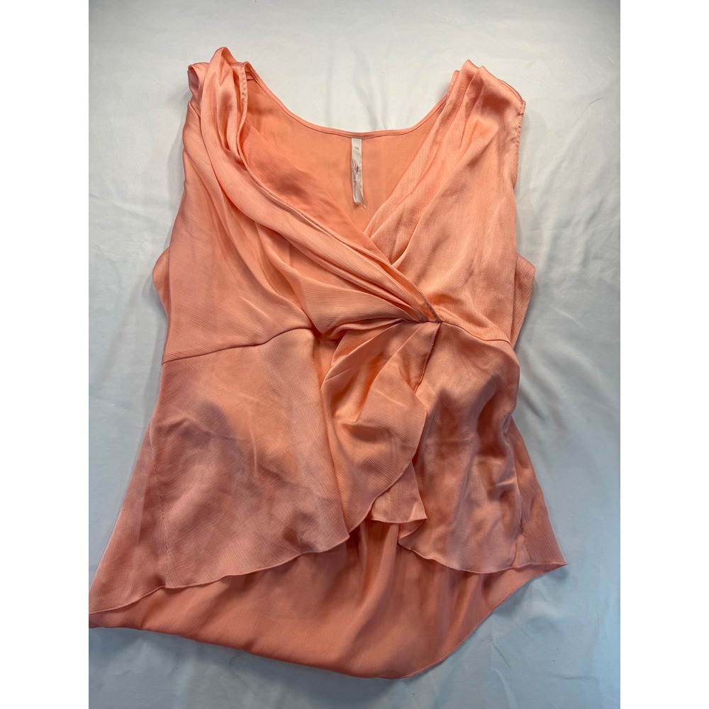 Melissa McCarthy Seven7 Peach Coral Wrap Front Sleeveless Blouse Plus Size 2X